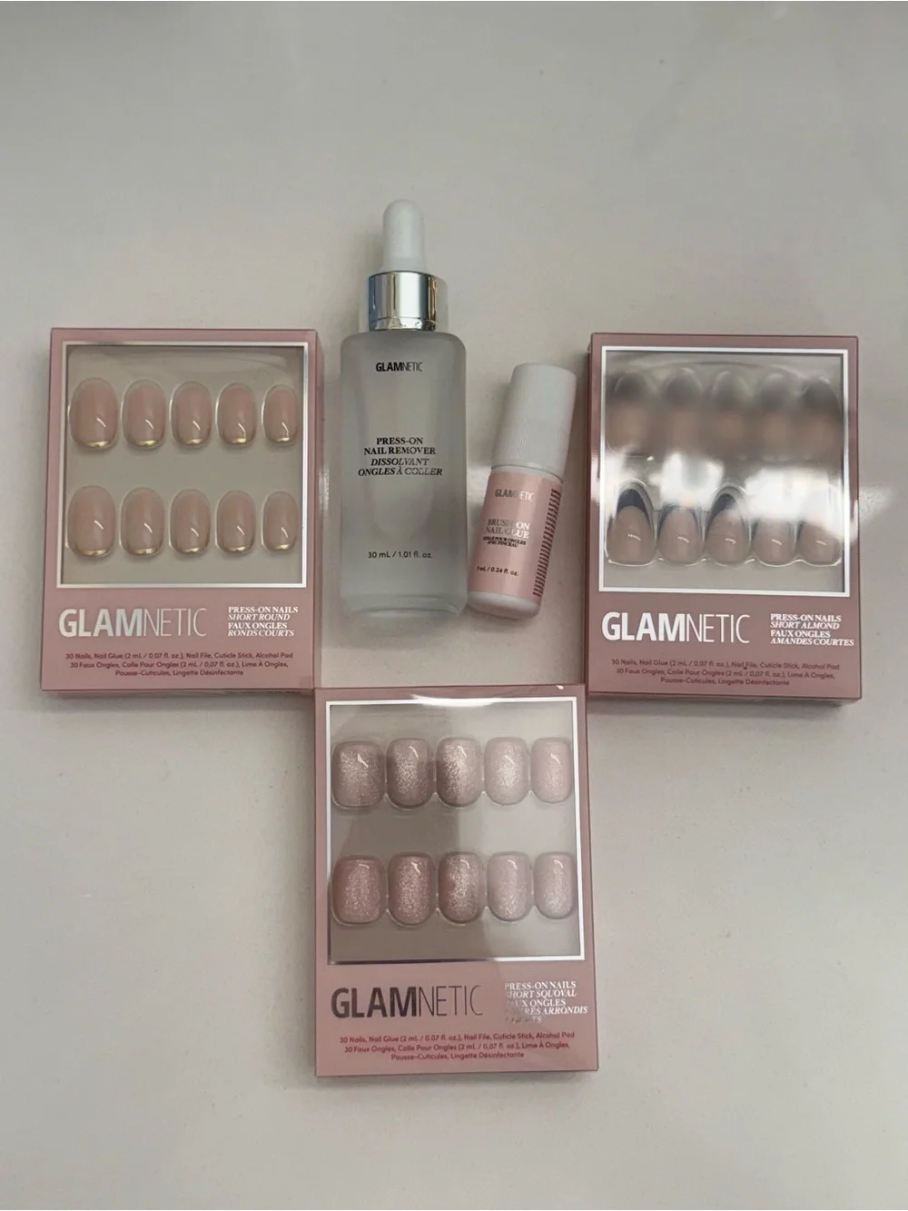 Glamnetic Press-On Nail Bundle, 3 Sets + Glue + Remover, NWT